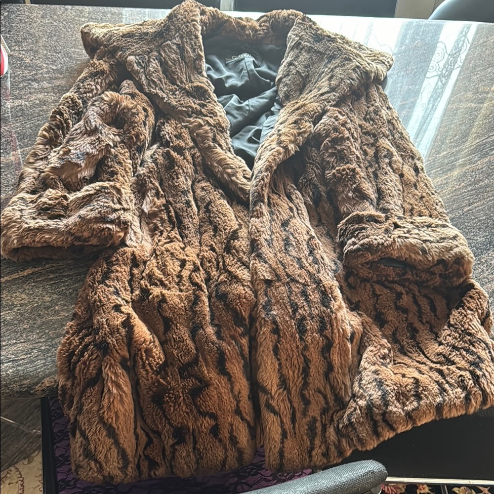 Luxurious rabbit Fur Animal Print Coat size 10